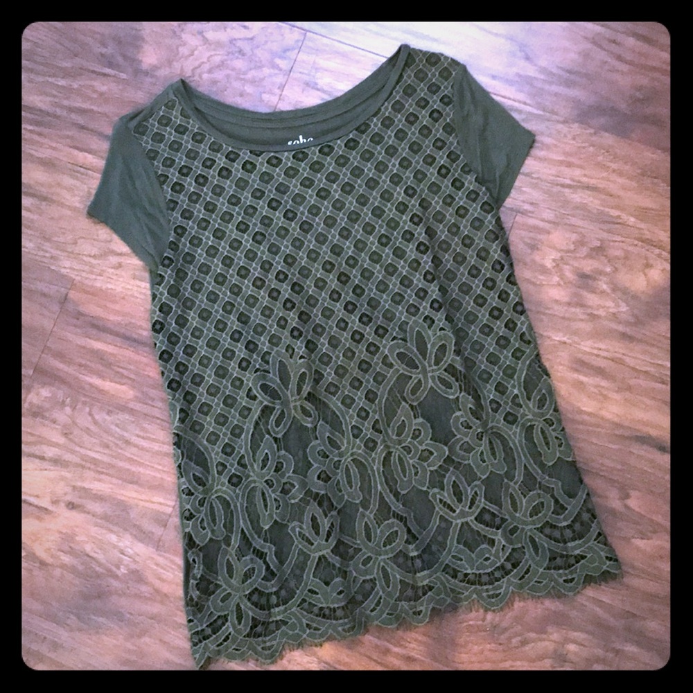 Khaki Green Lace-front T